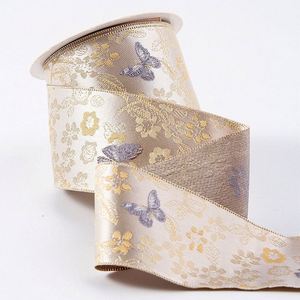 Cinta de Raso Jacquard Floral de Lujo de Alta Calidad de 2.5 cm para Decoración de Cajas de Regalo Festivas, 10 Yardas/rollo - Product Image 4