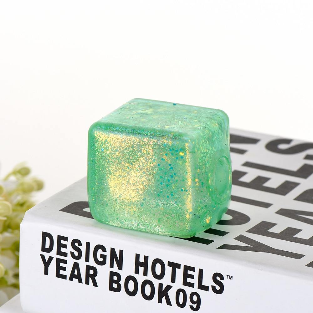 Glitter Sugar Cube Sensory Fidget Squeeze Toy Enhanced Grip Strength Stress Relief Cube for Adults and Kids