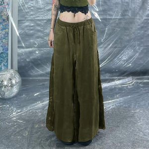 Vintage Forest <b>Green</b> Lace Patchwork A Line <b>Long</b> <b>Skirt</b> Women Retro Boho Small Brand Zip Design Flowing <b>Skirt</b> - Product Image 6