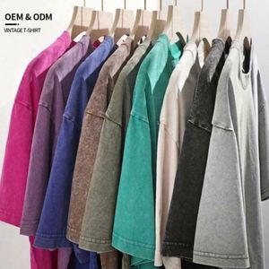 Custom Logo Acid Washed Vintage T Shirt Distressed Heavyweight Blank Oversized Tshirt 100% Cotton Heavy Weight for Men's T-Shirt - Product Image 6