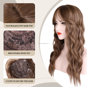 Peluca 3D <span class=keywords><strong>de</strong></span> 20 Pulgadas, Peluca Larga Ondulada con Flequillo, Extensiones <span class=keywords><strong>de</strong></span> Cabello Sintético con Color Degradado, Extensiones <span class=keywords><strong>de</strong></span> Cabello <span class=keywords><strong>para</strong></span> <span class=keywords><strong>Mujer</strong></span> - Product Image 4