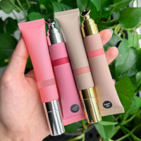 Gloss à lèvres en tube souple avec fenêtre transparente et applicateur métallique unique, minéral, végétalien, waterproof, logo personnalisé, marque privée, OEM