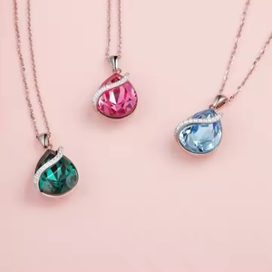 Collares de Plata de Ley 925 con Piedras Preciosas, Diseño de Gota de Agua, Colgante Personalizado Directamente de Fábrica de Joyería, Collares con Baño de Rodio - Product Image 3