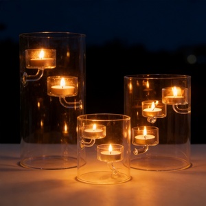 Portavelas Cilíndrico de Vidrio Borosilicato Estilo Europeo, Lámpara de Aceite a Prueba de Viento, Decoración Creativa <span class=keywords><strong>para</strong></span> el Hogar, Navidad, Pascua - Product Image 2