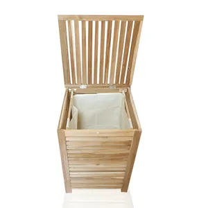 AHOME Wood Bamboo Laundry Hamper Storage Basket Corner Laundry Hamper