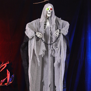 Décoration d'Halloween : Fantôme Lumineux Suspendu à une Chaîne en Fer – Accessoire Effrayant pour Escape Room, Maison Hantée, Bar, Scène d'Horreur - Product Image 2
