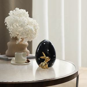 تمثال أرنب سيراميك على شكل بيضة من فلورينكو، مصنوع يدويًا بأسلوب فاخر، منحوتة أرنب لطيفة لديكور المنزل وزينة عيد الفصح - Product Image 6