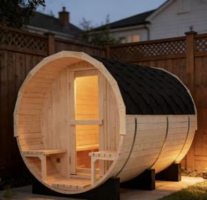 En stock, 10 % de réduction : Cabine de sauna vapeur en forme de baril pour bien-être thérapeutique – Vente directe de cabine de sauna pour la maison - Product Image 2