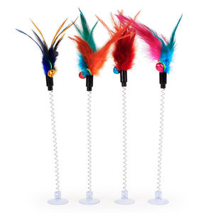 Jouet pour chat à plumes Feather Bell, bâton de chatouillage à plumes, ventouse à ressort, éducatif pour adultes et - Product Image 2