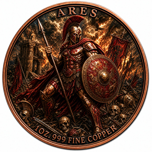 เหรียญทองแดงแท้ 99.99% น้ำหนัก 1 ออนซ์ รูปเทพเจ้าแห่งสงครามอัส (Ares) ของกรีก แบบนูนสูง ของสะสม ตำนานเทพนิยาย ของตกแต่ง ของขวัญ - Product Image 1