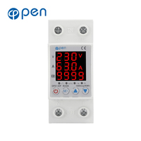 Relais de protection contre les surtensions et les sous-tensions miniature 220V 3 affichages 35mm DIN Rail, étanche et réglable, avec compteur de puissance Kwh et protection contre les surintensités