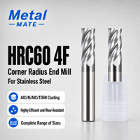 CNC-Fräser mit Eckradius, 4-schneidige Hartmetall-Schaftfräser HRC60 mit AlCrTiSiN-Beschichtung für Edelstahl