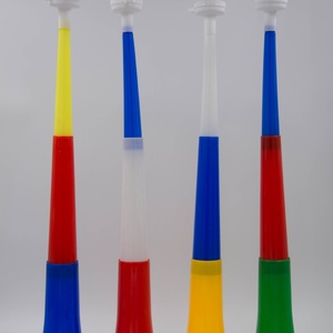 Corneta de plástico plegable personalizada con logo, MOQ 300 unidades/un color, para juegos, fiestas, reuniones deportivas escolares, con stock disponible - Product Image 2