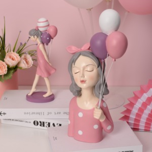 Scultura in Resina Ragazza Sognante con Palloncini - Statua d'Arte Moderna per Cameretta, Soggiorno, Giardino, Veranda e Decorazione Regalo - Product Image 4