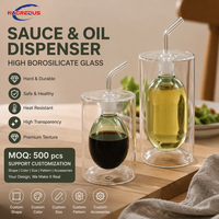 Bouteille en verre pour vinaigre et huile, distributeur, fournisseur de marques privées, ODM, bec verseur incurvé en forme de goutte, haute transparence, résistant à la chaleur, pour cuisine