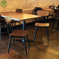 Table de restaurant personnalisable, moderne, carrée ou rectangulaire, plateau en bois massif, pieds en métal pour café et restaurant
