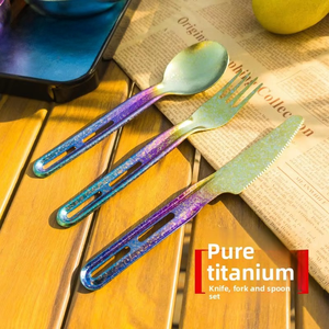 <span class=keywords><strong>Set</strong></span> Personalizzato di Cucchiaio, Forchetta e Coltello in Titanio Puro per Bambini, Stoviglie Ultraleggere da Campeggio, Produttore all'Ingrosso OEM ODM - Product Image 4