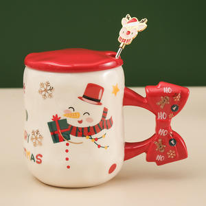 Tasses en céramique créatives de Noël avec couvercles, cuillères, jolies tasses à café pour couple - Product Image 5