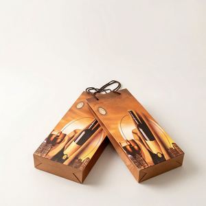 Vintage Print Single Wine <b>Bottle</b> <b>Gift</b> Paper <b>Bag</b> Reinforced Rope Handle Kraft Liquor Packaging for Holiday Dinner Party Wholesale - Product Image 5