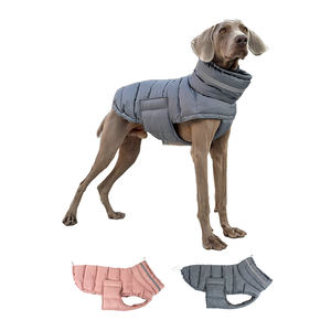 Veste d'hiver confortable et réfléchissante pour animaux de compagnie, imperméable, pour chiots et lévriers, en polyester gris uni, idéale pour le printemps - Product Image 1
