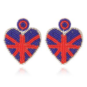 Best-Selling Heart Shape Earrings French German <strong>UK</strong> Flag Design Carnival Jewelry With Huggies Pattern Plated Finish - Product Image 1