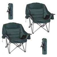 Chaise d'extérieur rembourrée robuste chaises de camping surdimensionnées pliantes avec porte-gobelet et sac de transport chaise de lune épaissie