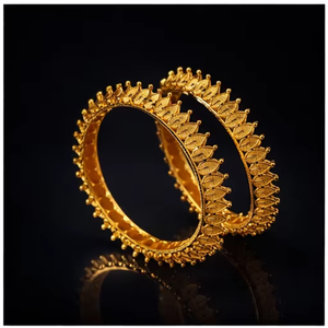 24Ct <b>Gold</b> Plated Leaf Design Fashion Accessories Statement Set For Wedding and Party Wear Bangles By Exporters - Product Image 1