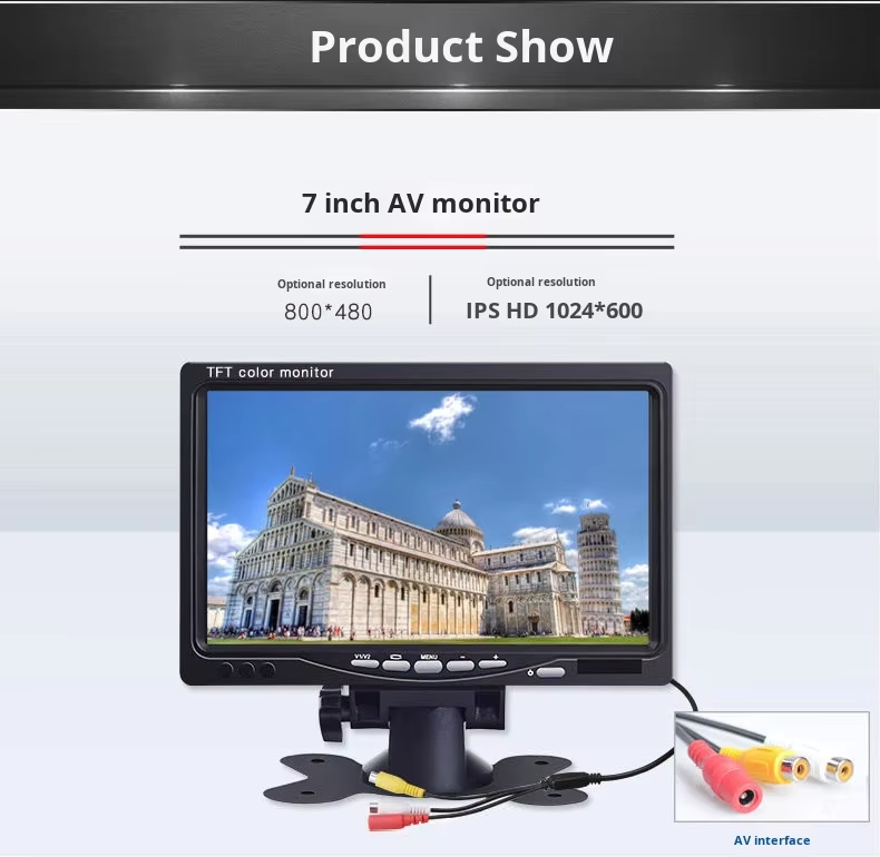 7 Inch Industrial Desktop Tft Lcd Monitor HD-MI VGA AV Wide 800*480 Screen IPS 1024*600 LED VESA Wall-Mounted 7" Display