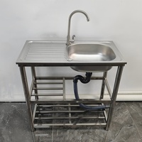Évier de cuisine et de jardin extérieur autoportant en acier inoxydable, commercial, à cuve unique de forme carrée pour produits de nettoyage