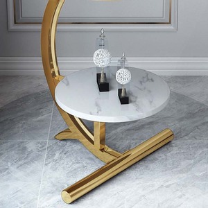 Yaratıcı açık oval sehpa mermer lüks modern sehpa metal mdf meşe sehpa modern oturma odası - Product Image 5