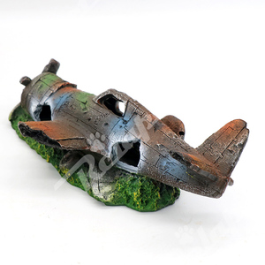 Decoración de Acuario de Avión Dañado, Adorno de Resina de Avión Hundiéndose con Cueva Escondida, Tengible Naufragio Submarino de Avión - Product Image 4