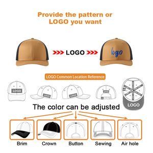 قبعة سائق الشاحنة الرياضية ذات التصميم الجديد مع رقعة جلدية مخصصة عالية الجودة، حافة منحنية قليلاً، 6 ألواح صلبة مع شبكة - Product Image 3