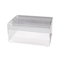 Enceinte empilable pour reptiles Boîte d'élevage en cage pour reptiles en plastique acrylique transparent Boîte d'alimentation pour insectes petit reptile pour animaux de compagnie