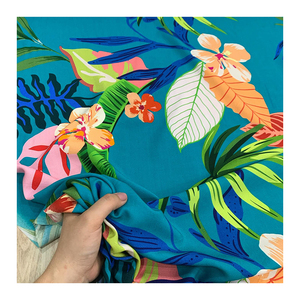 Bán Buôn 100 Phần Trăm Hoa Lá <span class=keywords><strong>Viscose</strong></span> In Spun Rayon Challis Vải Cho Trang Phục - Product Image 1