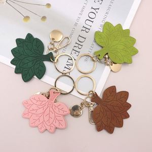 Lucky Charms PU Leather Light Keychain Stylish Bag Charm Key Chains Leaf Shape <b>Keyring</b> Pendants - Product Image 3
