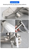 Kit de douche mural en acier inoxydable brossé 304, eau froide et chaude, avec pommeau de douche supérieur relevable, douchette à main et mitigeur triple encastré