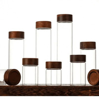 Bocaux à épices ronds personnalisés de 10 ml, 20 ml, 30 ml avec couvercles en bambou, récipients pour le stockage des aliments dans la cuisine, conteneur à café