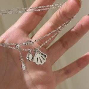 Collier en argent pur S925 exquis avec fermoir en forme de coquille incrusté de diamants, style minimaliste coréen, niche INS, luxe léger, perle pour femmes - Product Image 4
