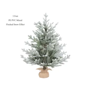 Mini Árvore De Mesa Pré-iluminado Multi Cor Efeito De Luz Flocado Artificial Árvore De Natal 3ft Home Holiday Decor