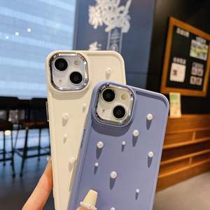 Para Apple 14PROMAX Solid Pearl TPU Photo Frame Case para IPhone16/15 Pro Max/Plus 13 Pro Soporte para teléfono móvil a prueba de golpes - Product Image 4