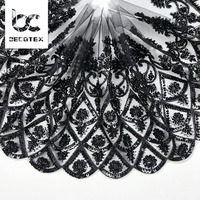 Bordure en dentelle brodée florale, dentelle brodée en tulle avec perles et paillettes pour lingerie et vêtements