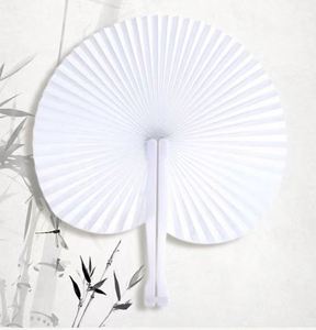 White Heart Shaped Folding Fans Activists' Paper Fans <b>Handheld</b> DIY Wedding Guests' Paper Favor Fan Bulk Party Decorative Supply - Product Image 6