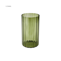 Ensemble de 6 verres à boire en verre borosilicate teinté vert et ondulé Hiball pour jus de fruits