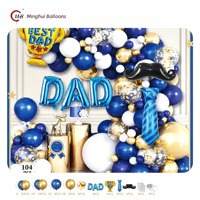 Perlengkapan Garland Balon Hari Ayah Biru Dongker Emas Hitam Balon Lateks Balon Foil Kado Ayah Terbaik Dasi Kumis Balon Foil Selamat Hari Ayah