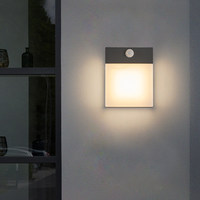 Lampe murale extérieure carrée en aluminium avec détecteur de mouvement, étanche IP-65, LED pour escaliers, balcons, couloirs, patios, jardins, moderne
