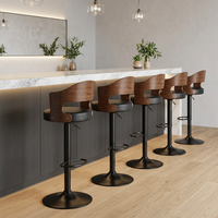 Tabourets de bar modernes en cuir PU personnalisables avec dossier en bois pour la maison – Vente en gros directe usine