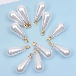 Handmade Custom DIY Jewelry Finding Making Accessories White Water drop Shape Imitation Pearl Pendant Charm