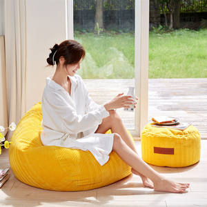 Sofás grandes populares para salas de estar con sillas de PUF de pana, cómodas fundas de puf con forma de lágrima individual - Product Image 2