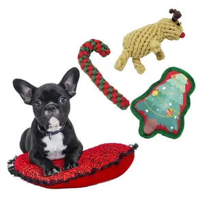 Wholesale High Quality Pet Interactive Training Toys Christmas 8-piece Cotton Rope Knot Dog Chew Toys Rope Pet Toys Set