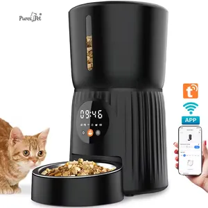 Tuya Dog Cat Smart Pet Food Bowl Dispenser Auto Connected Feeder 4L Wifi App Remote Control Automatic Pet Feeder With button